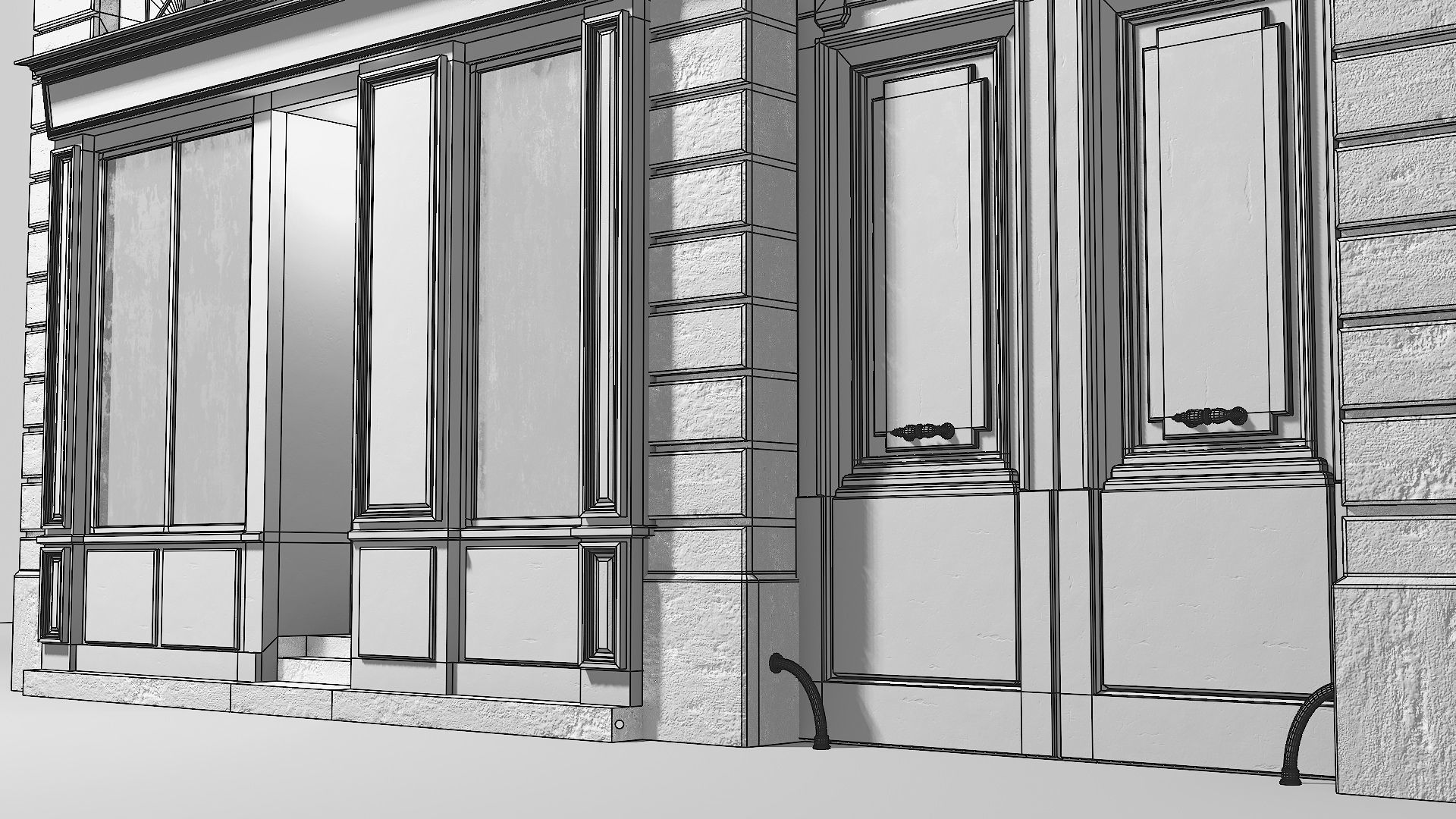 Arched facade with shop 3D model_30