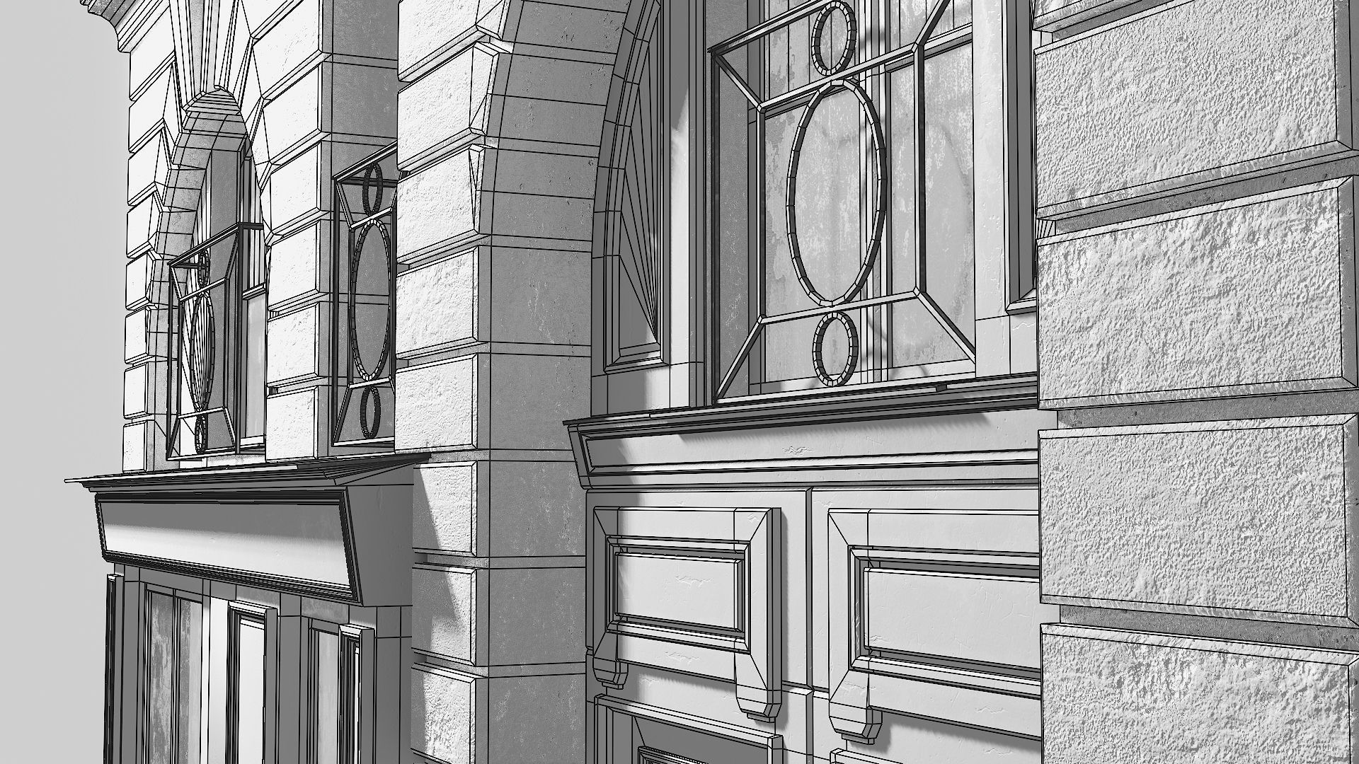 Arched facade with shop 3D model_28