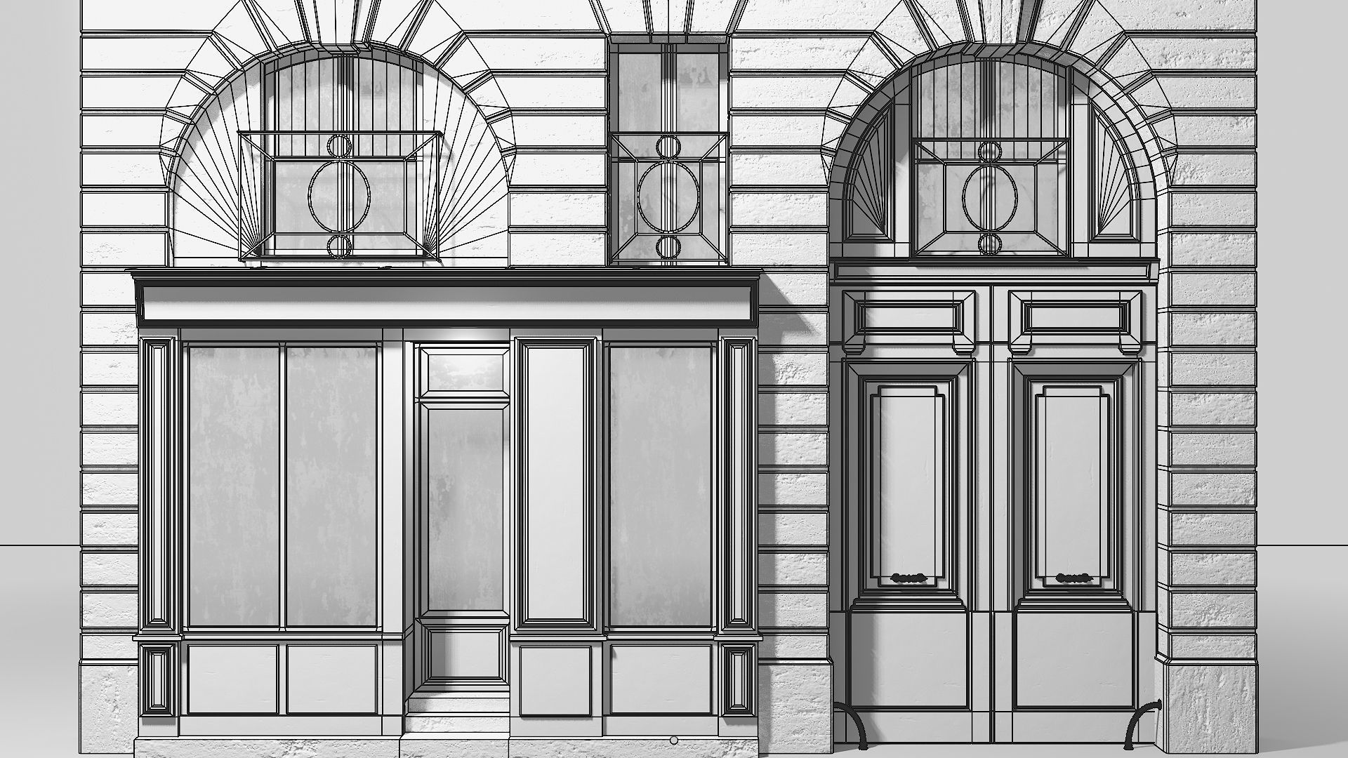 Arched facade with shop 3D model_31