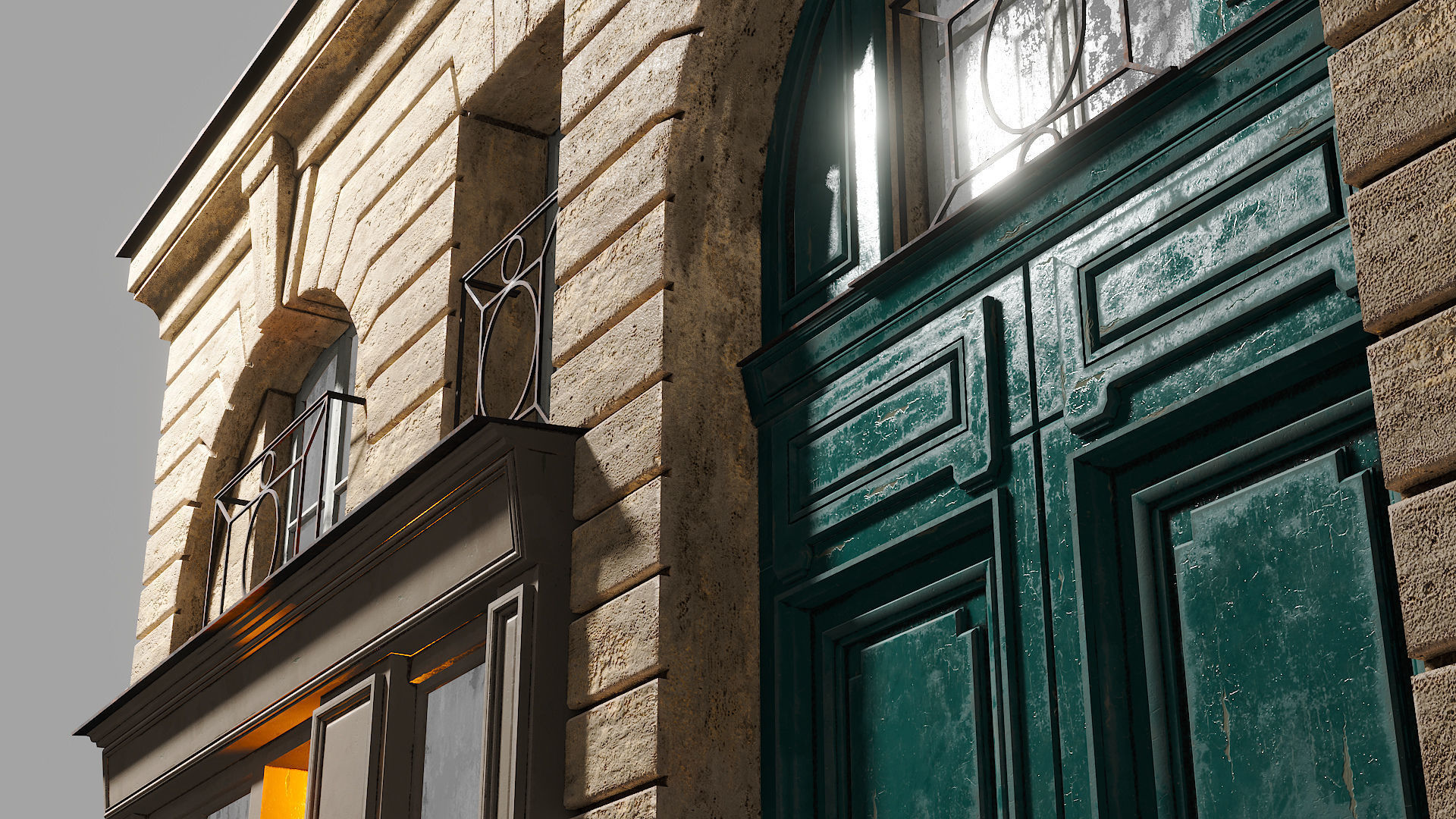 Arched facade with shop 3D model_13