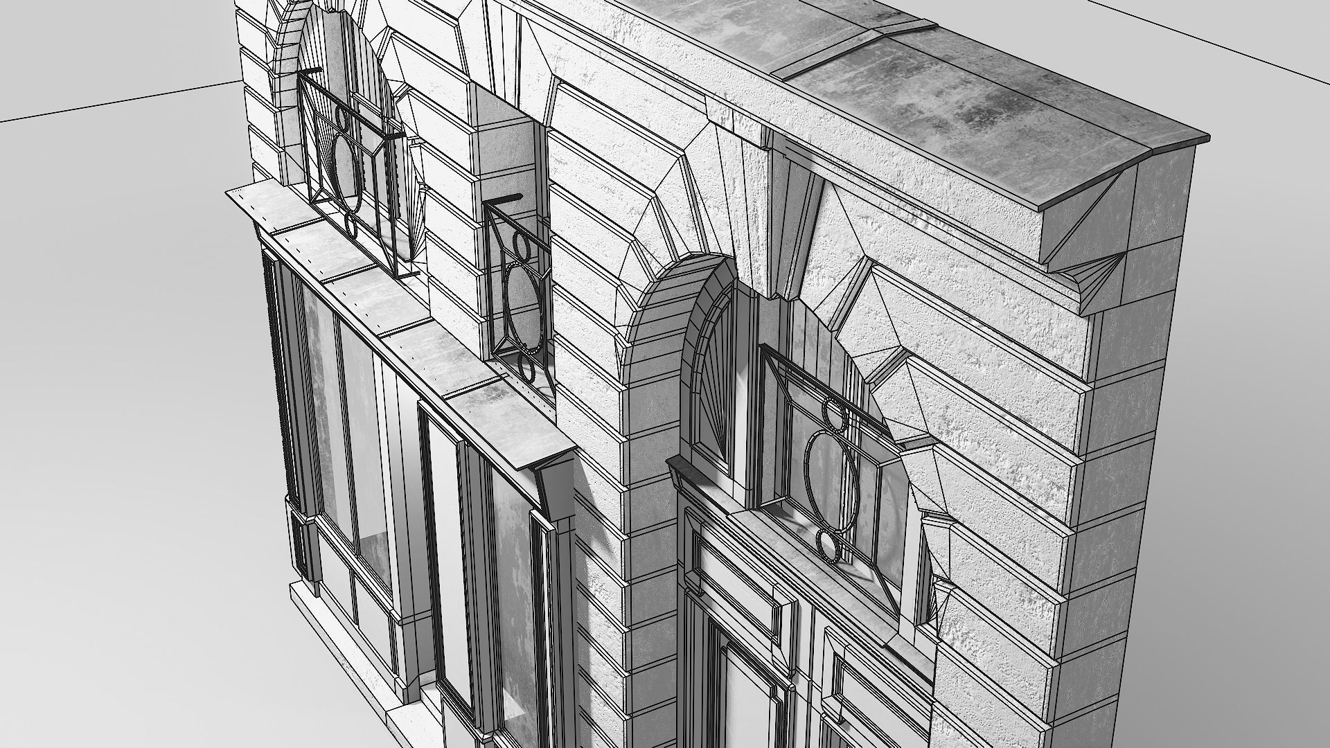 Arched facade with shop 3D model_23