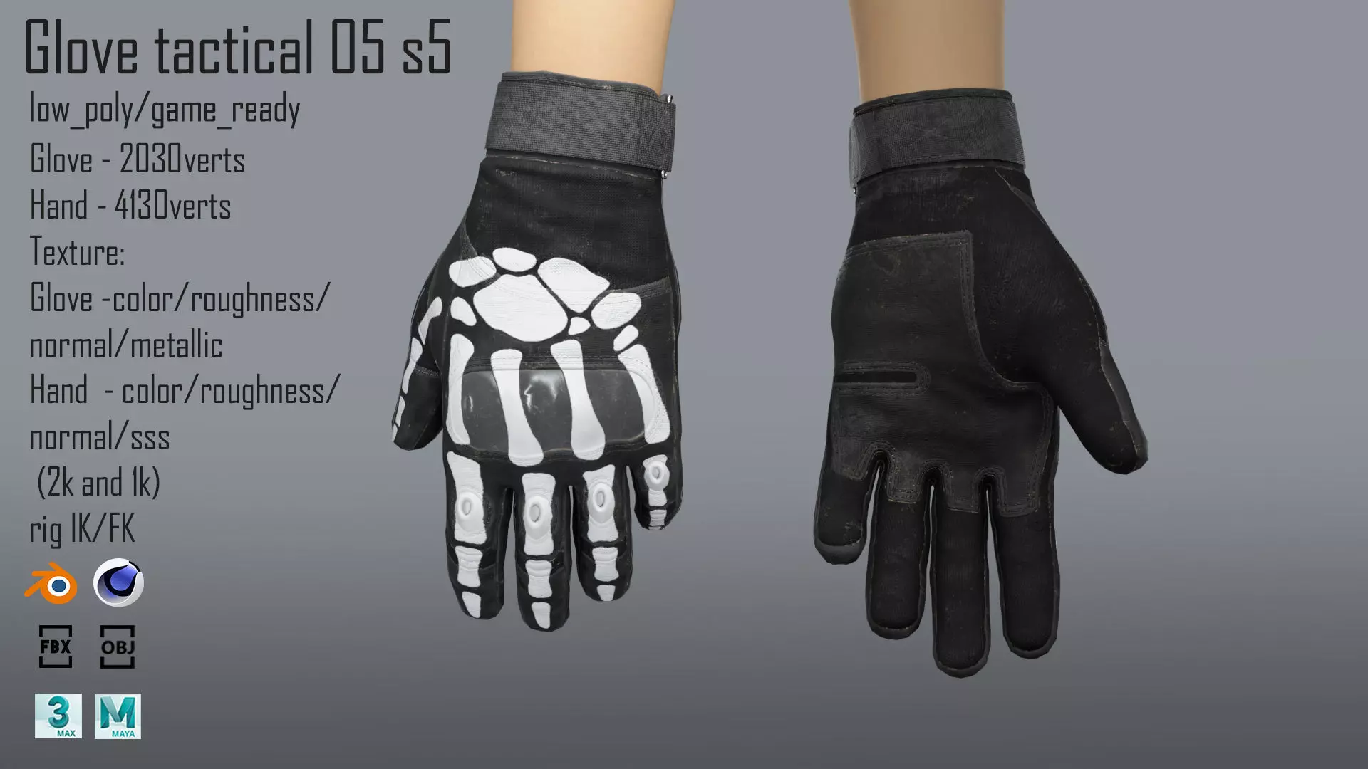 FPS hand glove tactical 05 s5 Low-poly 3D model_0