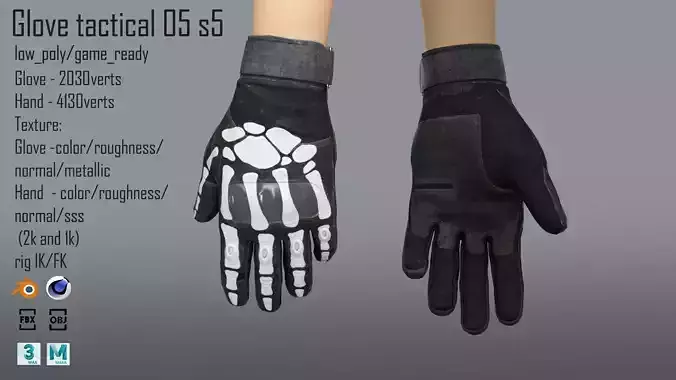 FPS hand glove tactical 05 s5 Low-poly 3D model FPS hand glove tactical 05 s5 Low-poly 3D model
