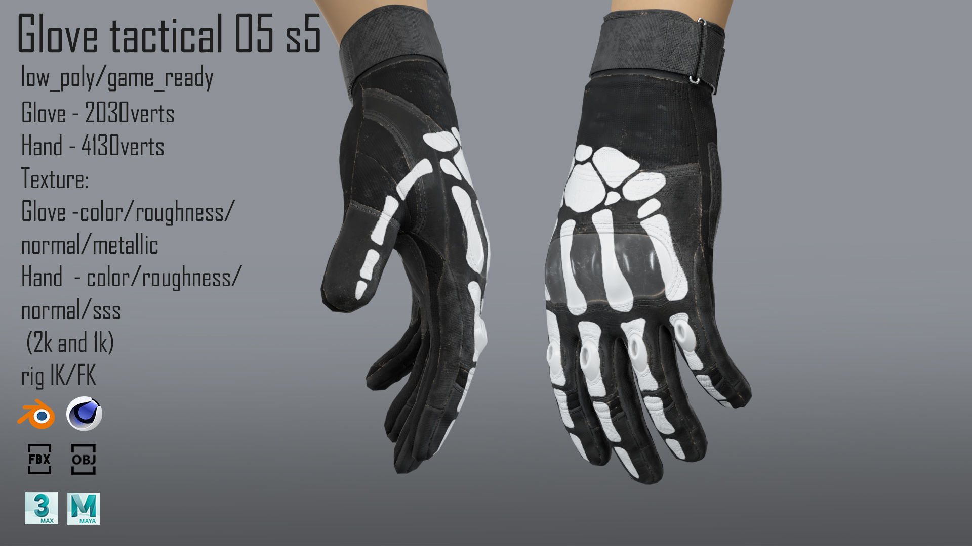 FPS hand glove tactical 05 s5 Low-poly 3D model_2