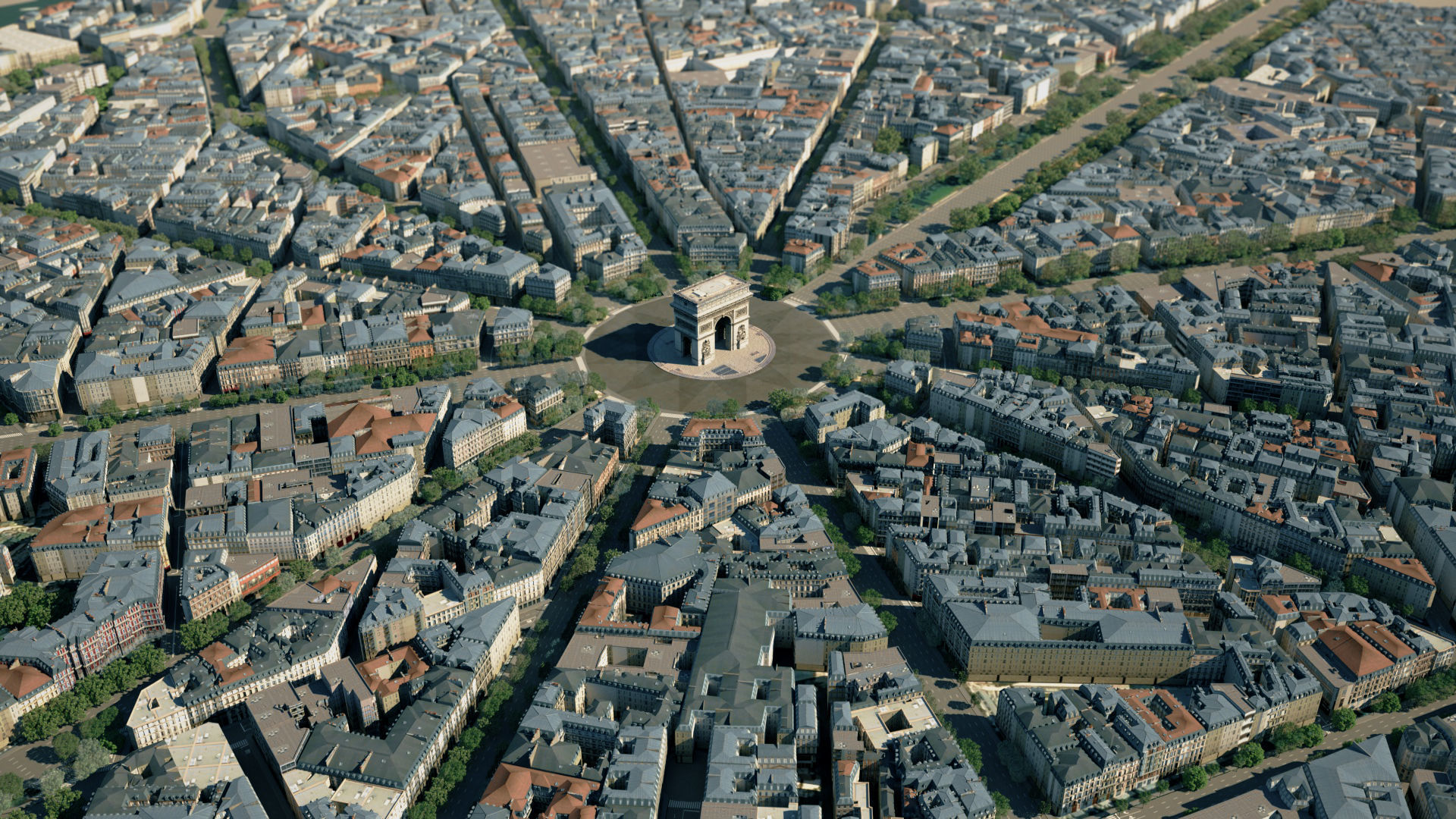 Arc De Triomphe Paris City 3D model_2
