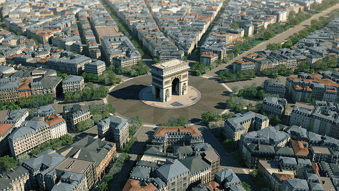 Arc De Triomphe Paris City 3D model 2