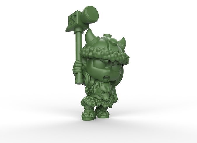Barbarian toy figure holding axe 3D print model