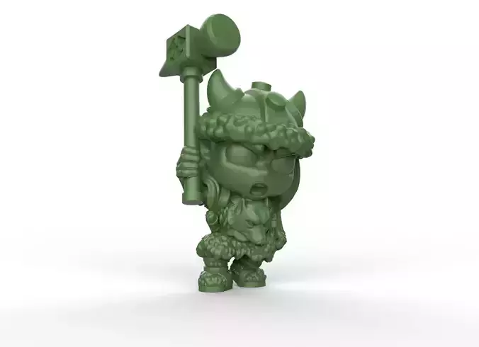 Barbarian toy figure holding axe 3D print model