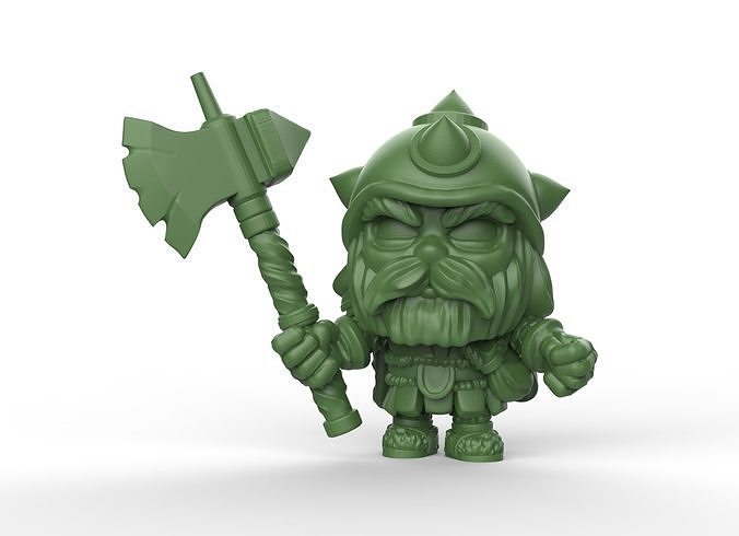 the dwarf toy figure holding axe 3D print model