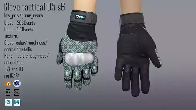 FPS hand glove tactical 05 s6 Low-poly 3D model
