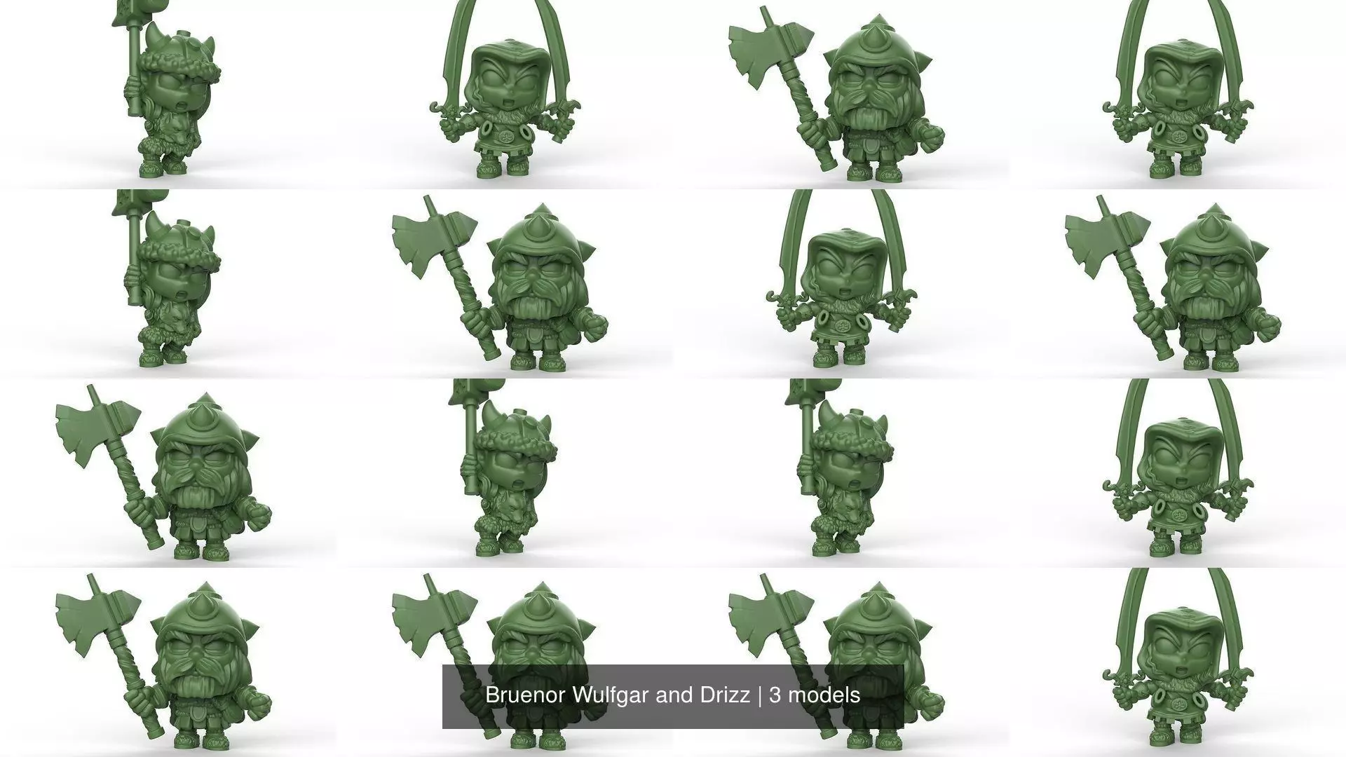 Bruenor Wulfgar and Drizz 3D Model Collection_1