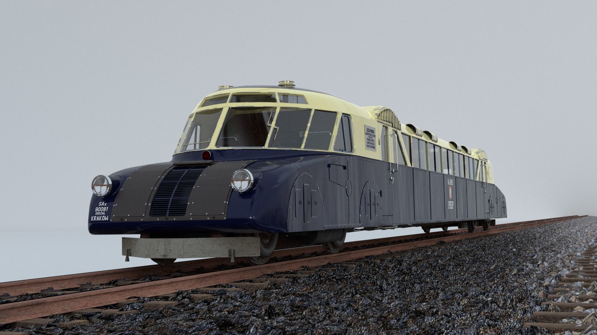 Luxtorpeda Austro-Daimler-Puch vintage bullet train 3D model_2