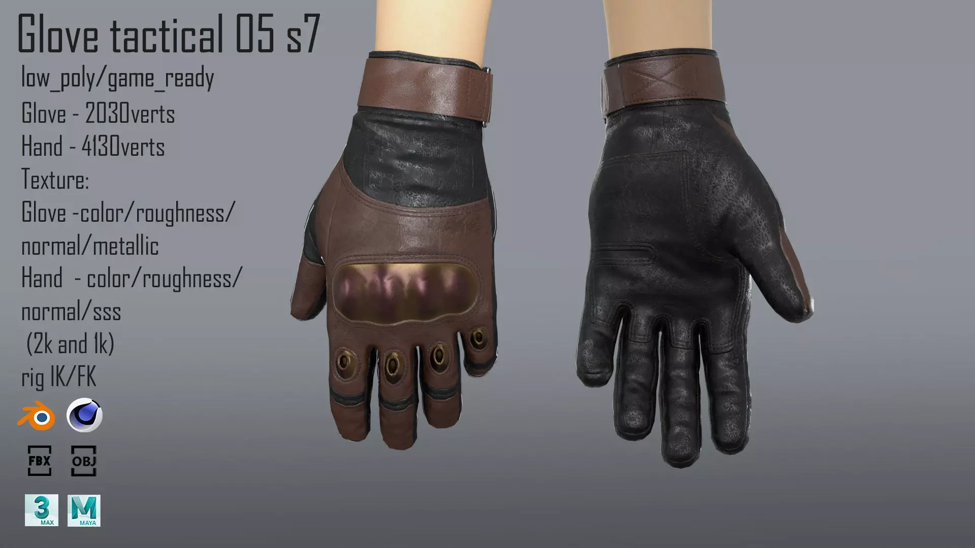 FPS hand glove tactical 05 s7 Low-poly 3D model_0