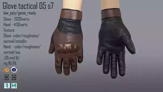 FPS hand glove tactical 05 s7 Low-poly 3D model
