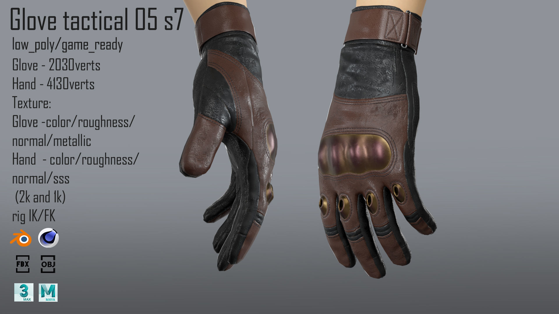 FPS hand glove tactical 05 s7 Low-poly 3D model_2