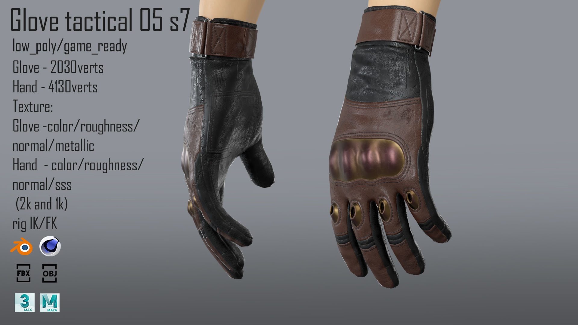FPS hand glove tactical 05 s7 Low-poly 3D model_3