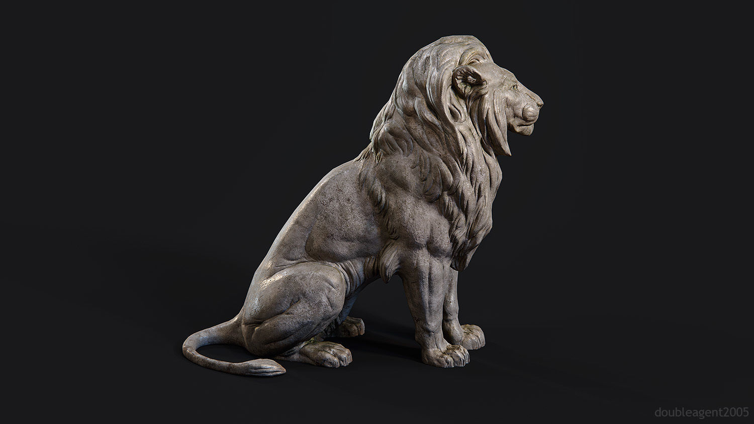 Sitting Lion Sculpture PBR Low-poly Low-poly 3D model_33