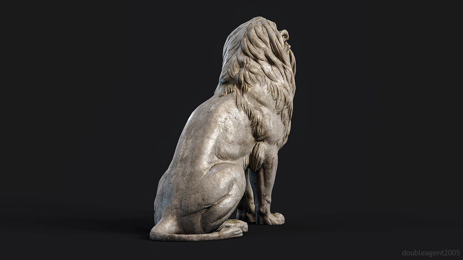 Sitting Lion Sculpture PBR Low-poly Low-poly 3D model_10