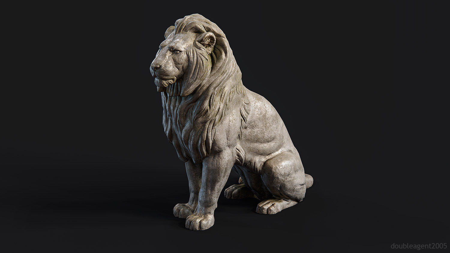 Sitting Lion Sculpture PBR Low-poly Low-poly 3D model_29