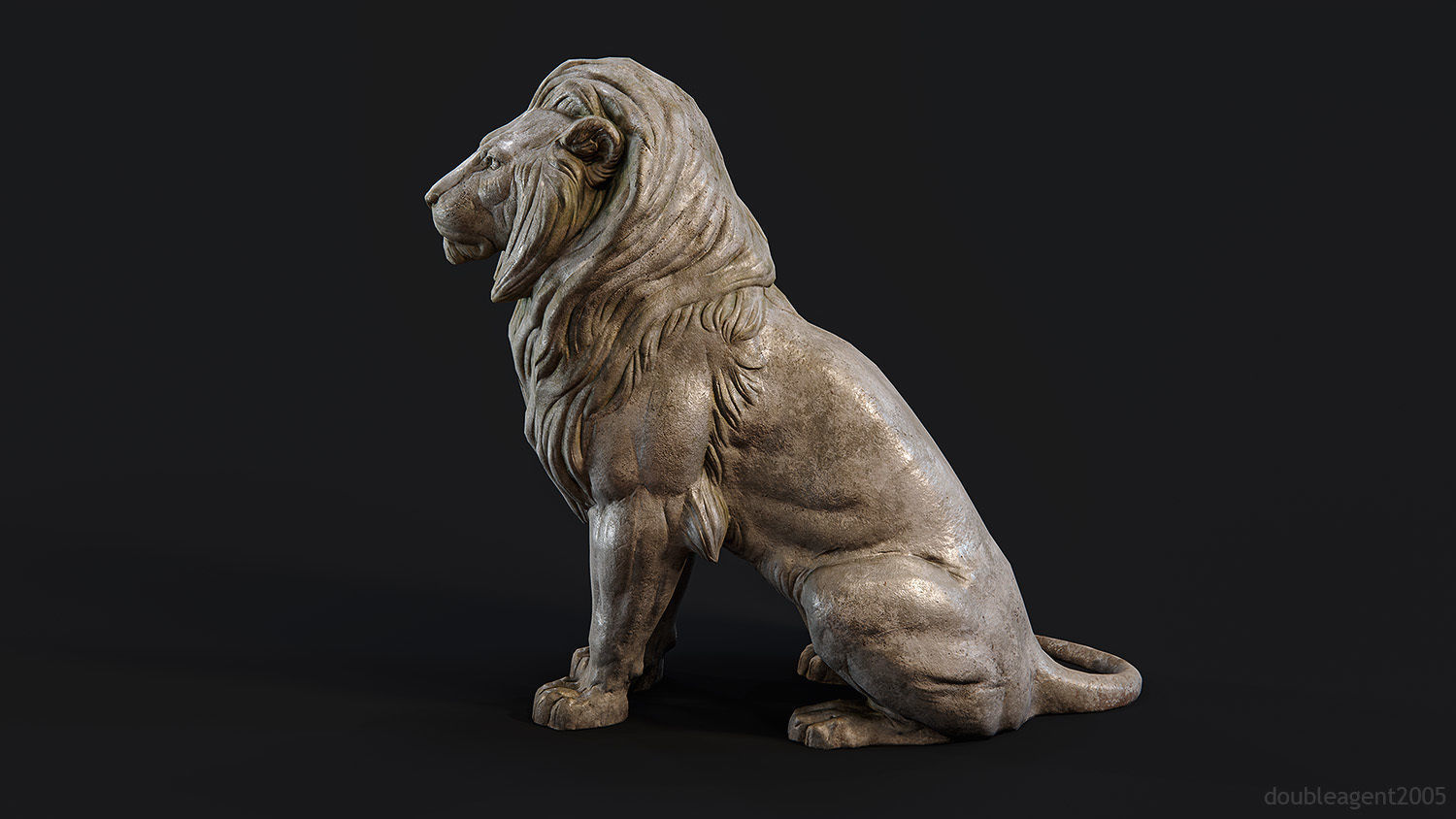 Sitting Lion Sculpture PBR Low-poly Low-poly 3D model_30