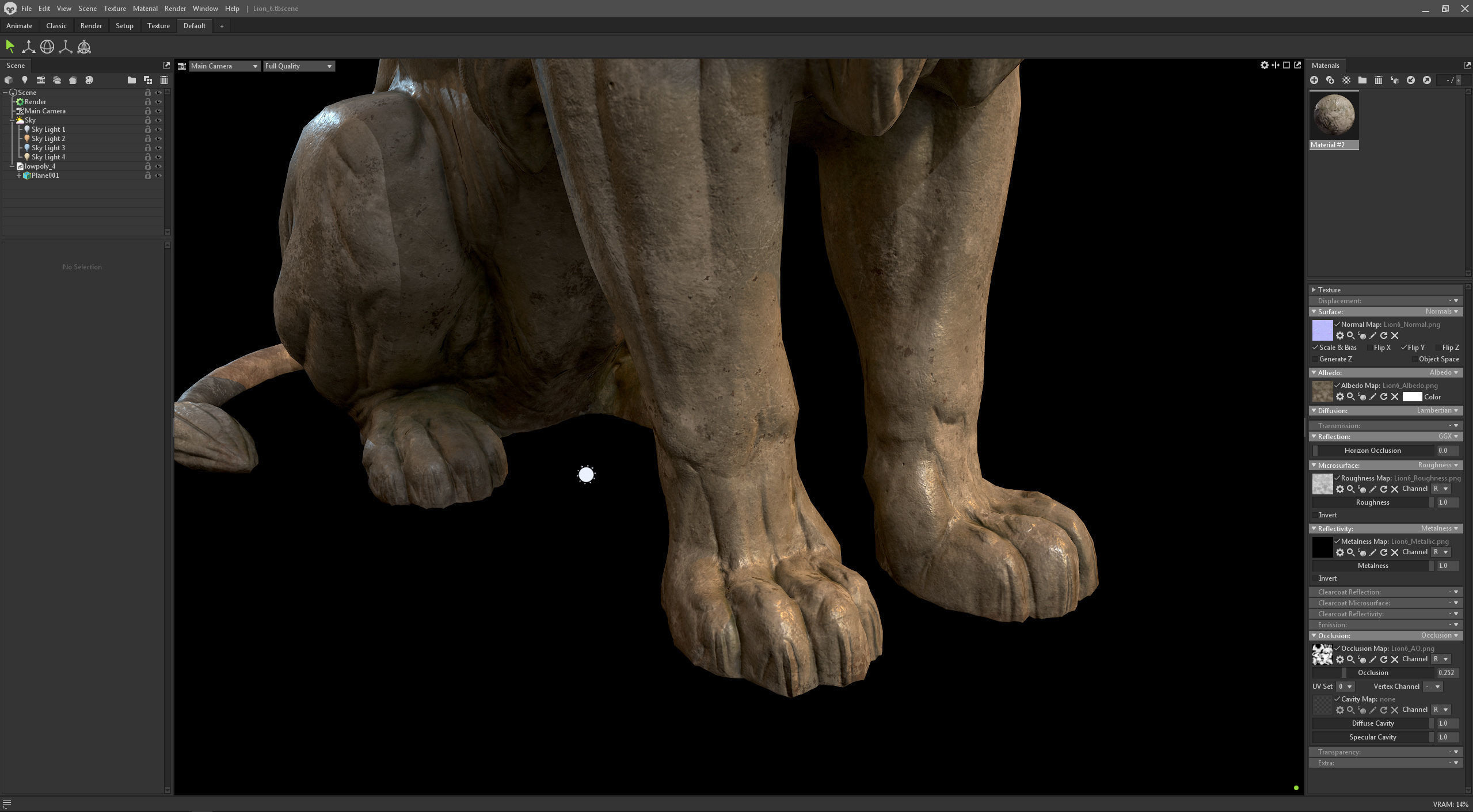 Sitting Lion Sculpture PBR Low-poly Low-poly 3D model_24