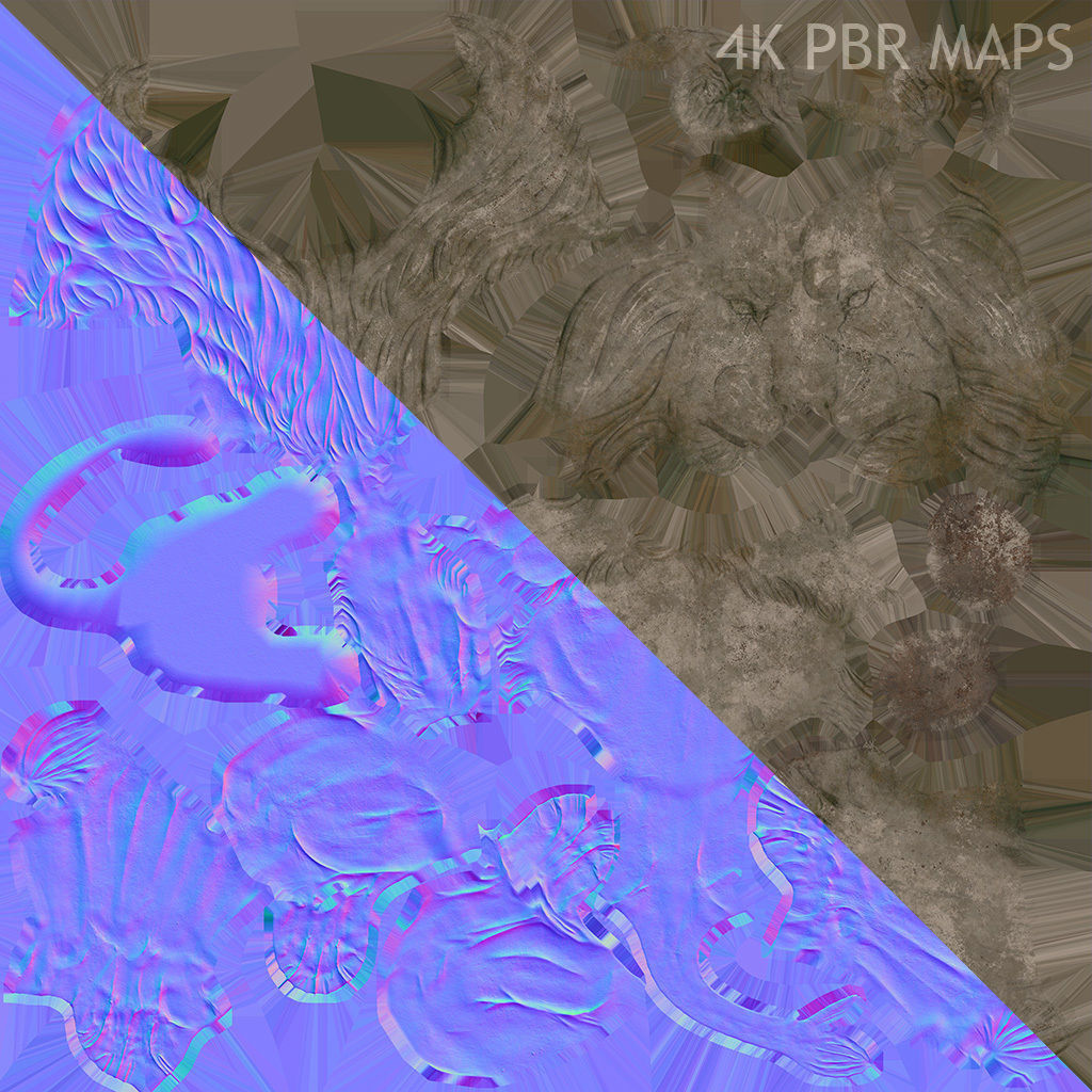 Sitting Lion Sculpture PBR Low-poly Low-poly 3D model_25