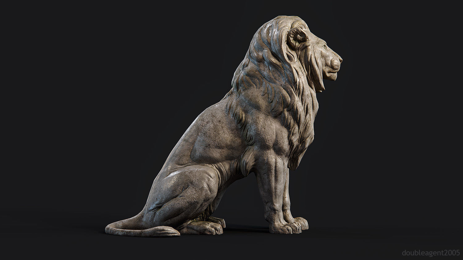 Sitting Lion Sculpture PBR Low-poly Low-poly 3D model_12