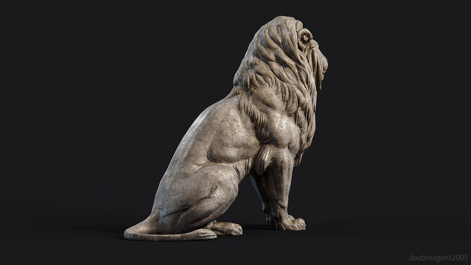 Sitting Lion Sculpture PBR Low-poly Low-poly 3D model_11