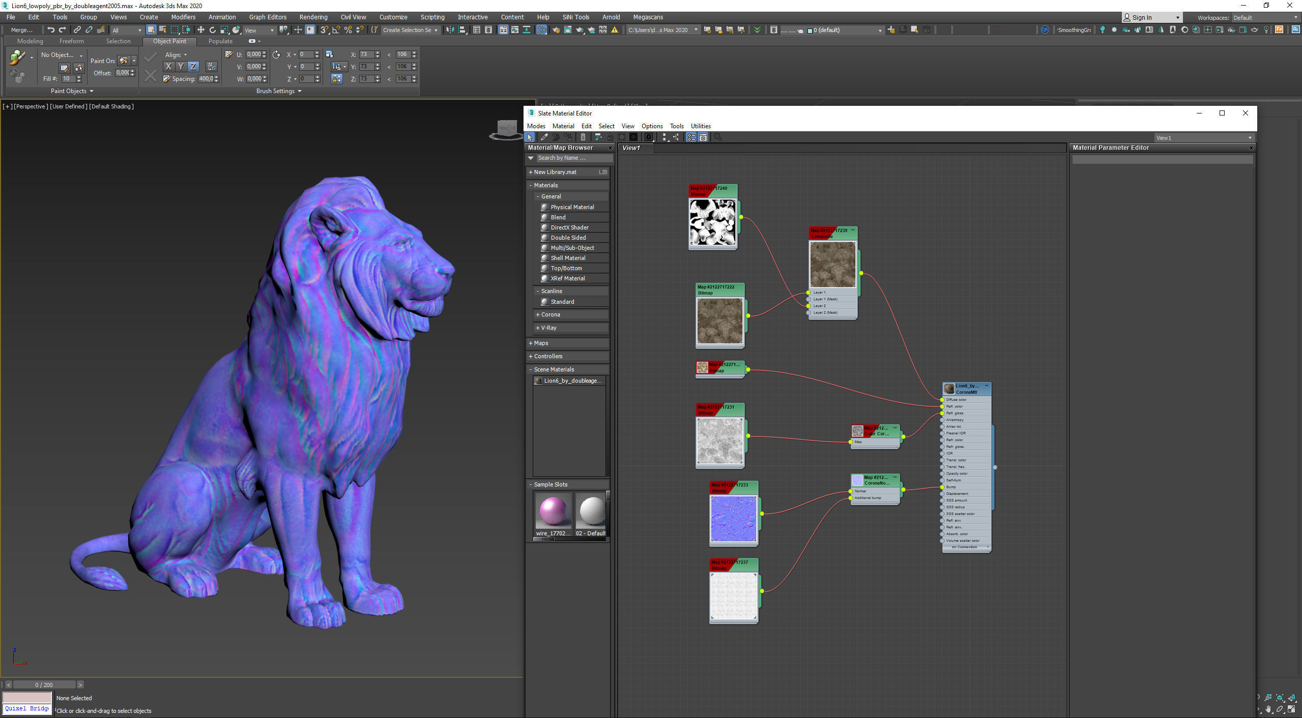 Sitting Lion Sculpture PBR Low-poly Low-poly 3D model_21