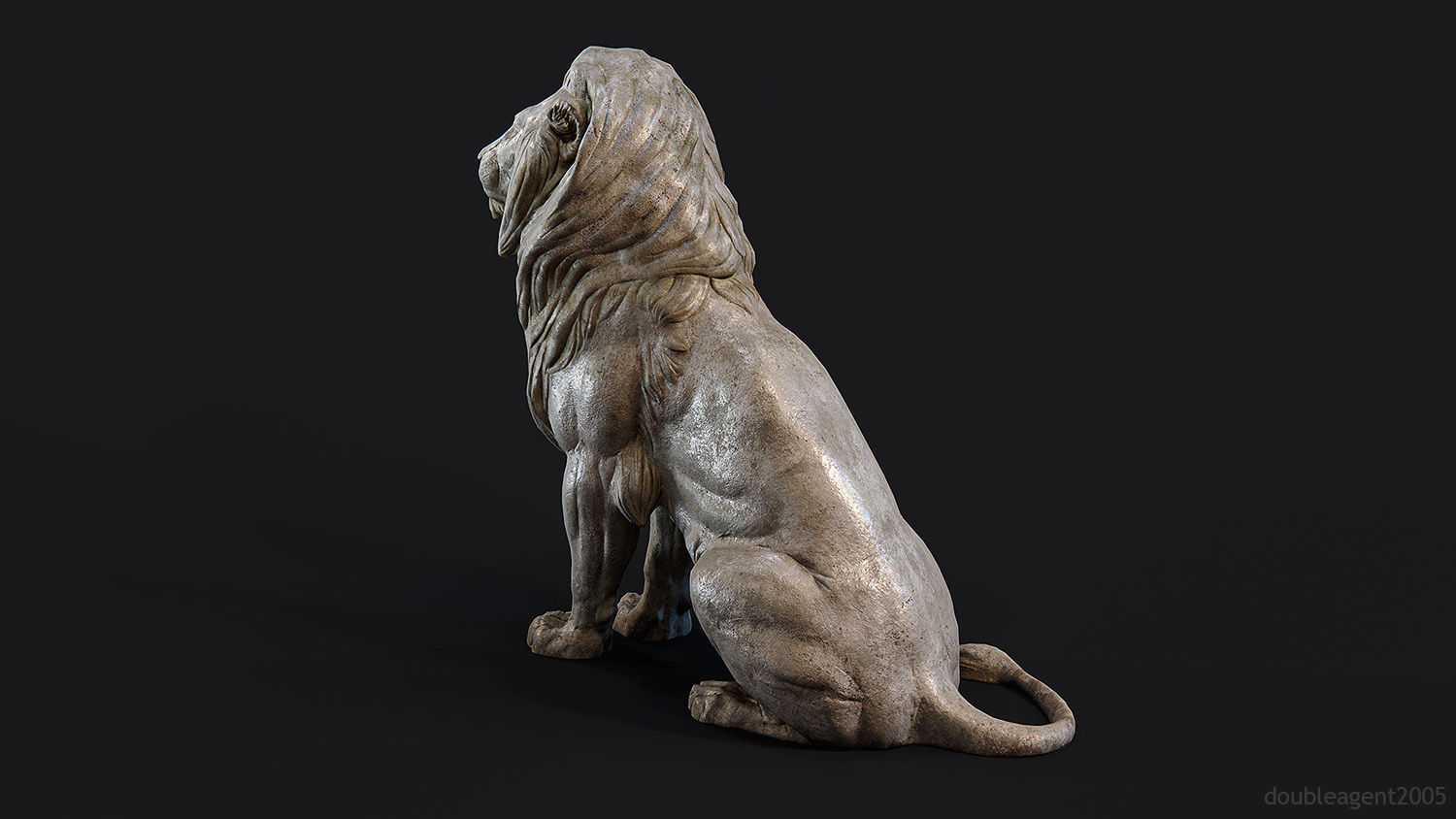 Sitting Lion Sculpture PBR Low-poly Low-poly 3D model_31