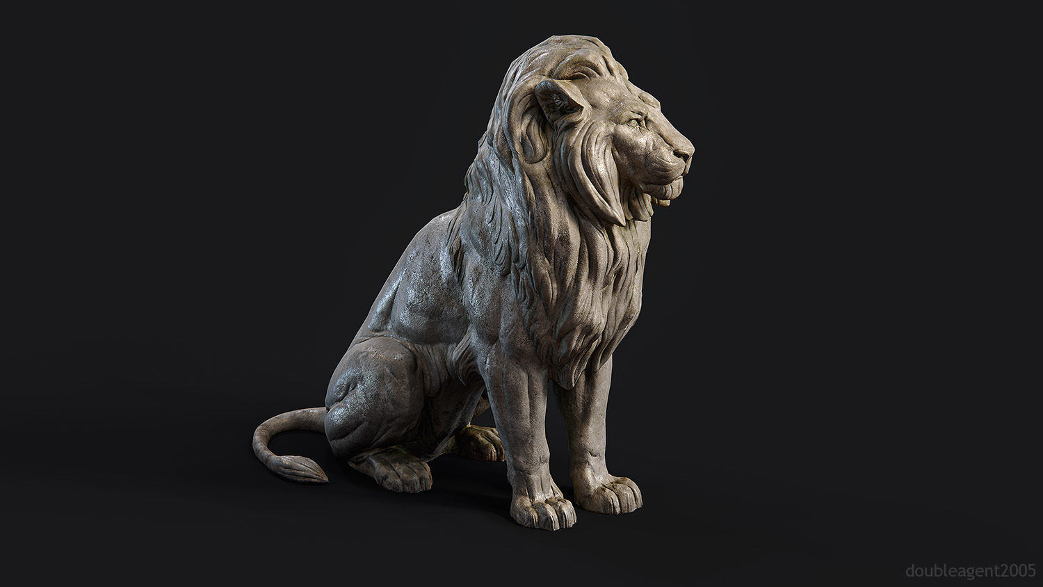 Sitting Lion Sculpture PBR Low-poly Low-poly 3D model_28