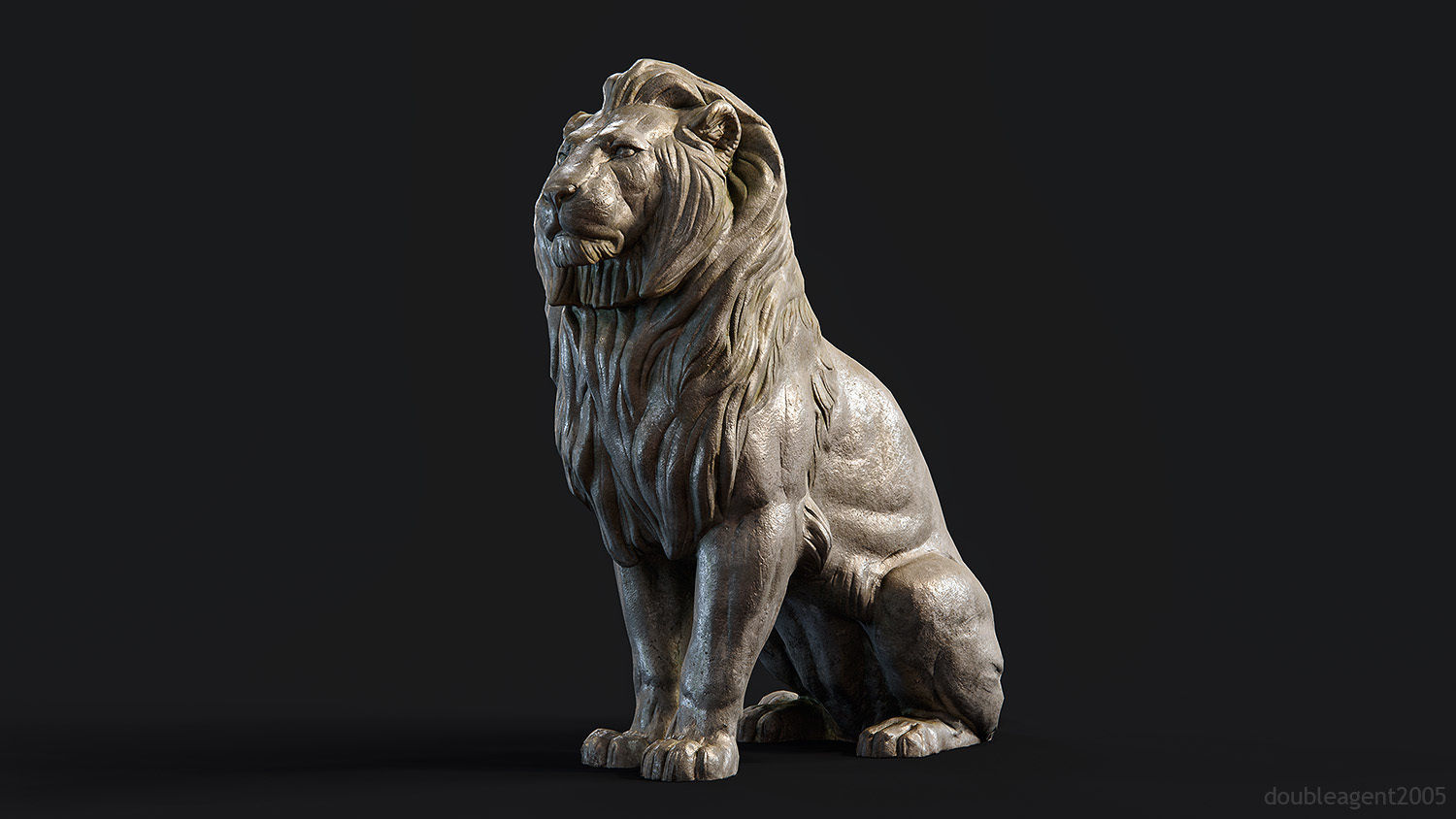 Sitting Lion Sculpture PBR Low-poly Low-poly 3D model_7