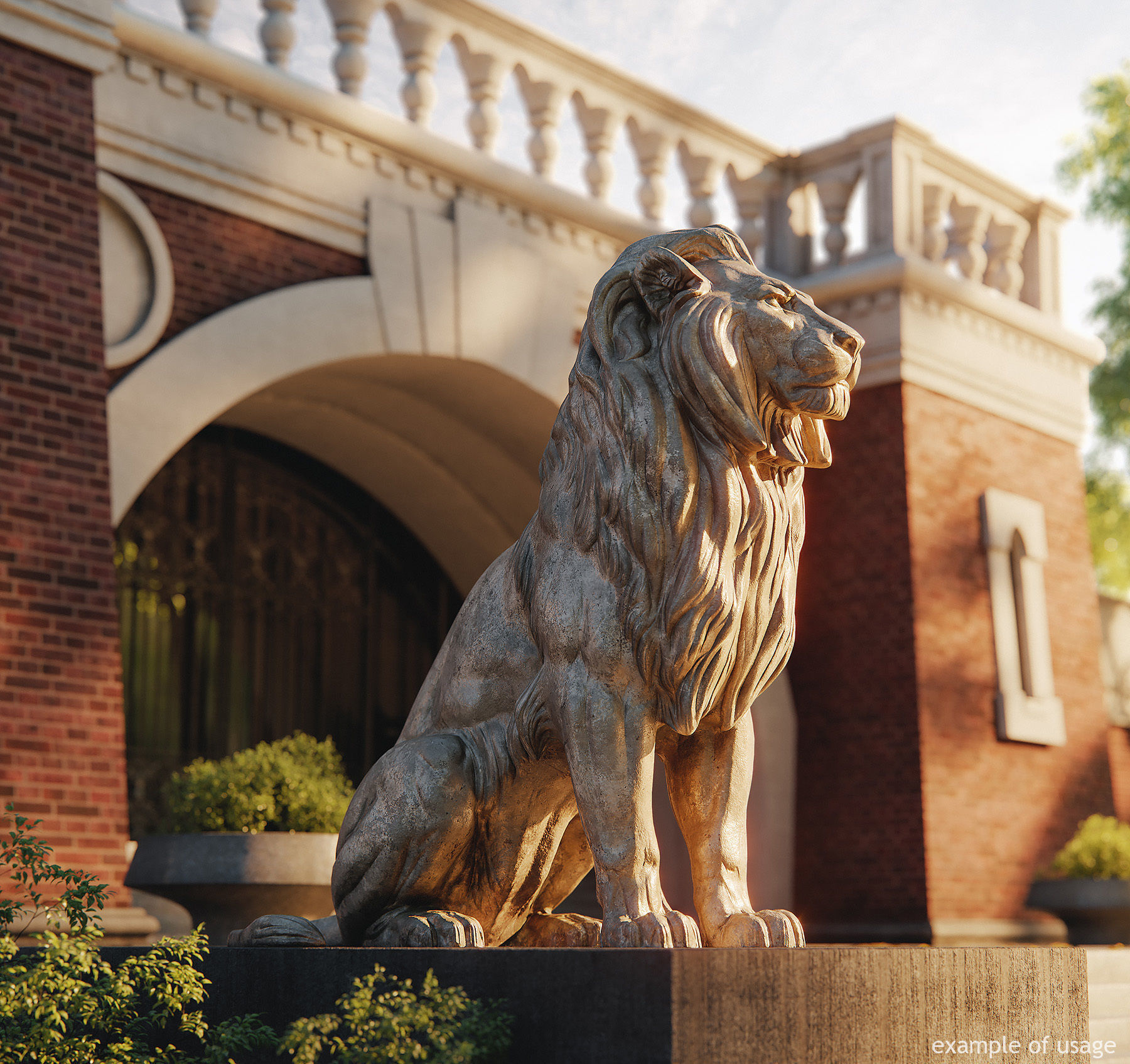 Sitting Lion Sculpture PBR Low-poly Low-poly 3D model_1