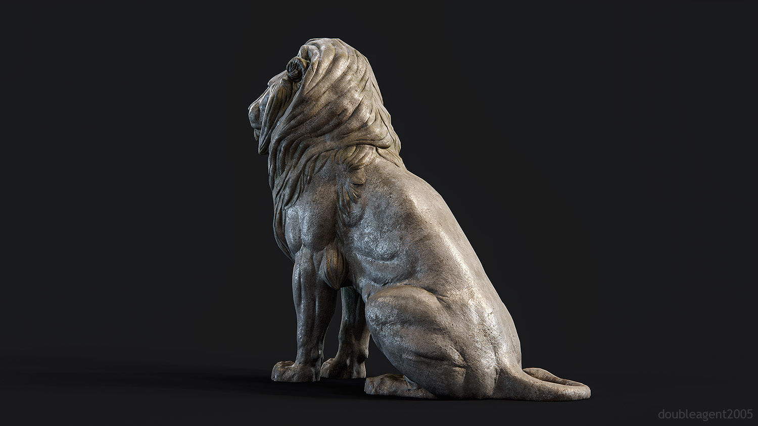 Sitting Lion Sculpture PBR Low-poly Low-poly 3D model_9
