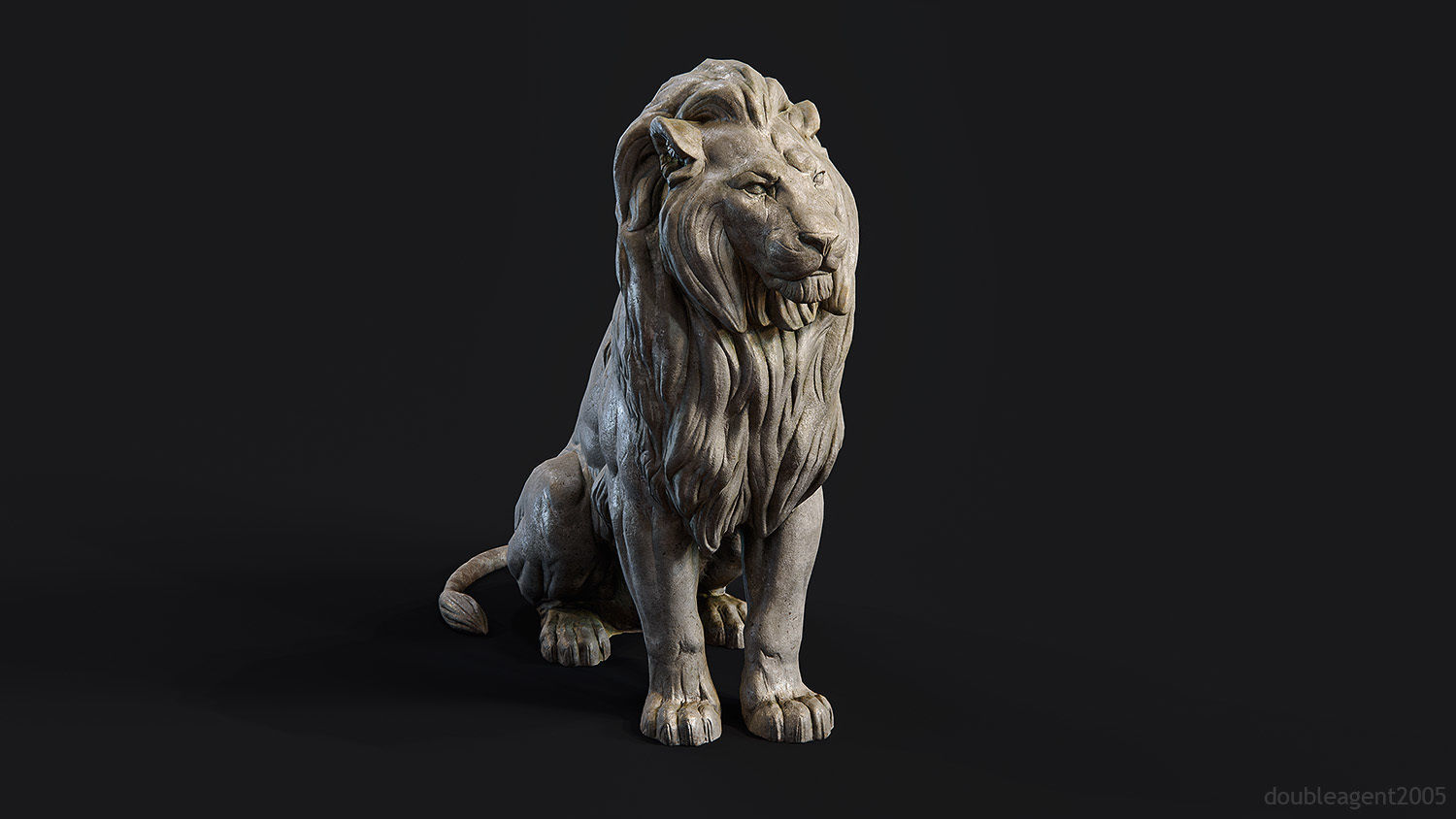 Sitting Lion Sculpture PBR Low-poly Low-poly 3D model_32
