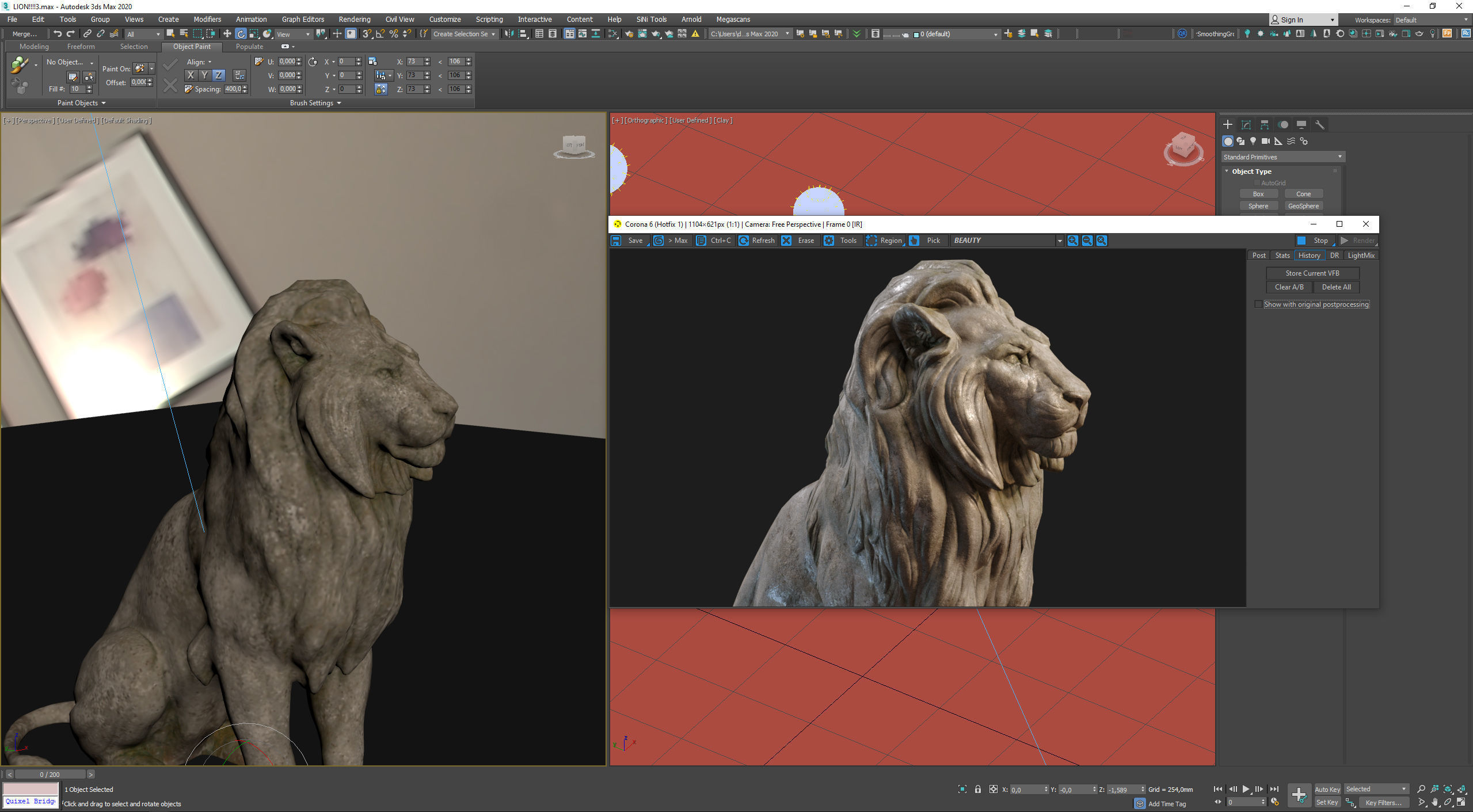 Sitting Lion Sculpture PBR Low-poly Low-poly 3D model_13