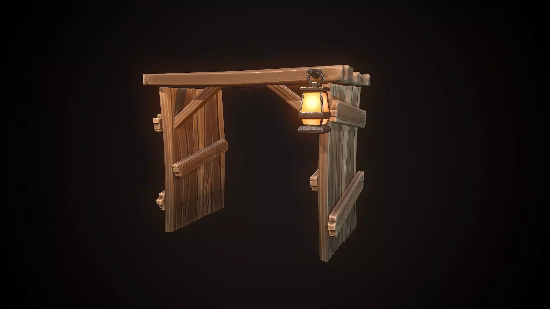 shield wooden gate Low-poly 3D model
