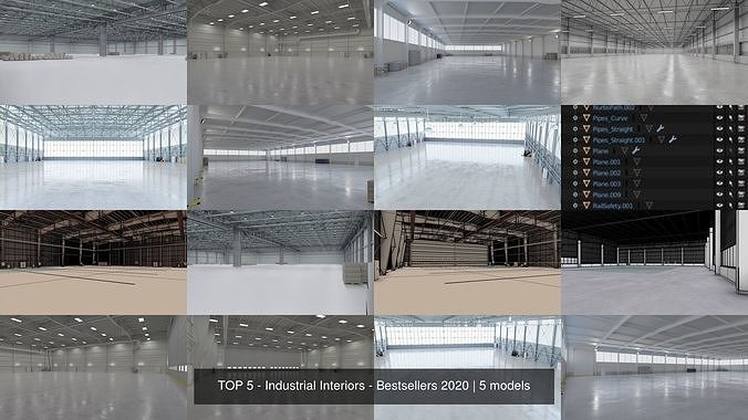 TOP 5 - Industrial Interiors - Bestsellers 2020 3D Model Collection