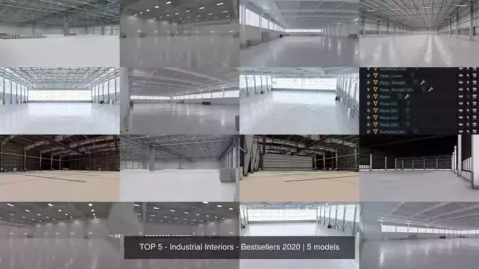 TOP 5 - Industrial Interiors - Bestsellers 2020 3D Model Collection