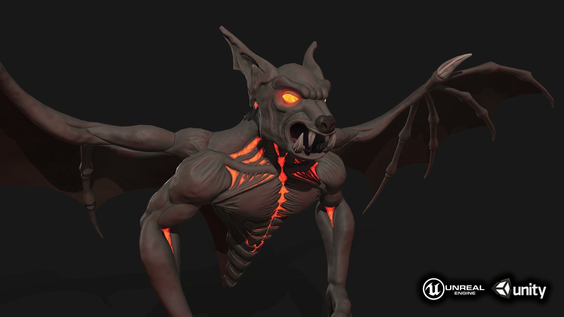 Hell Bat - Game Ready Low-poly 3D model