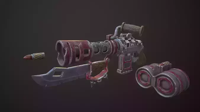 Old damaged Ork gun Low-poly 3D model
