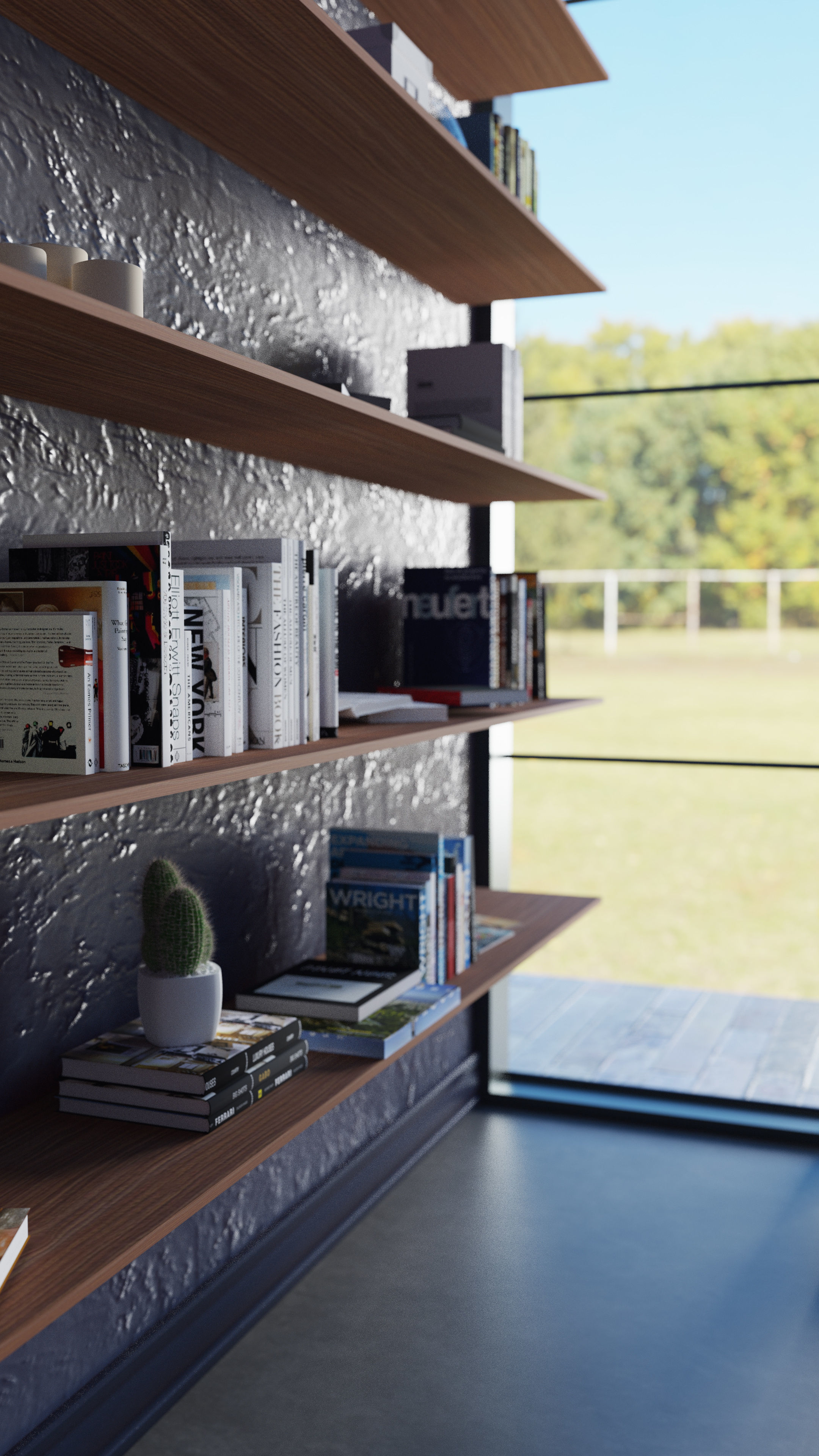 Eames Chair Library Scene 3D model_6