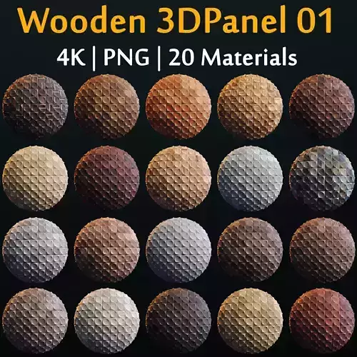 20 Wooden 3D Panel Materials 01 - PBR - 4K Low-poly 3D model