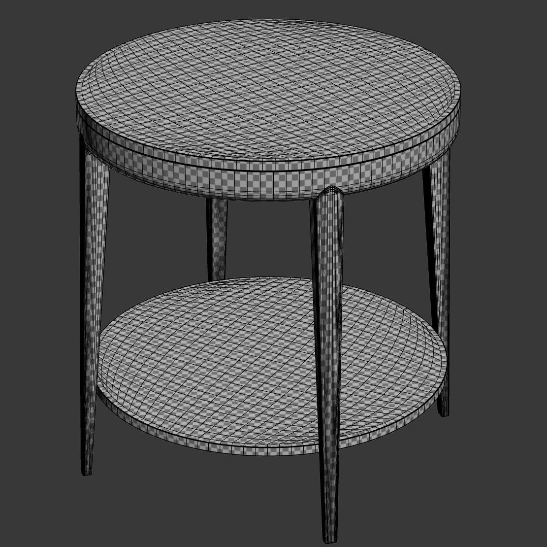 Trestle Round Side Table by HBF studio  Low-poly 3D model_7