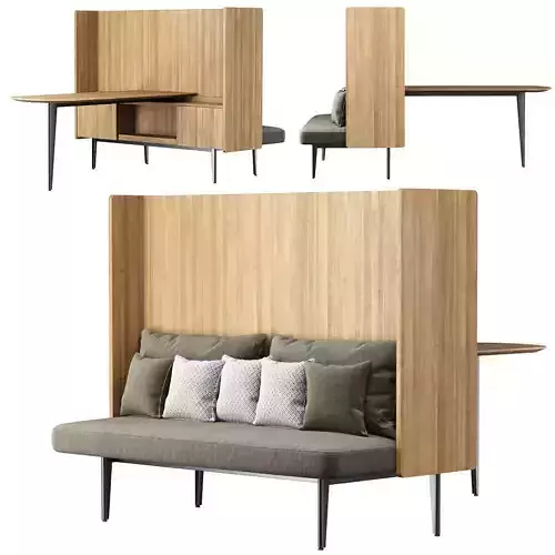 Versus high back loveseat with table 