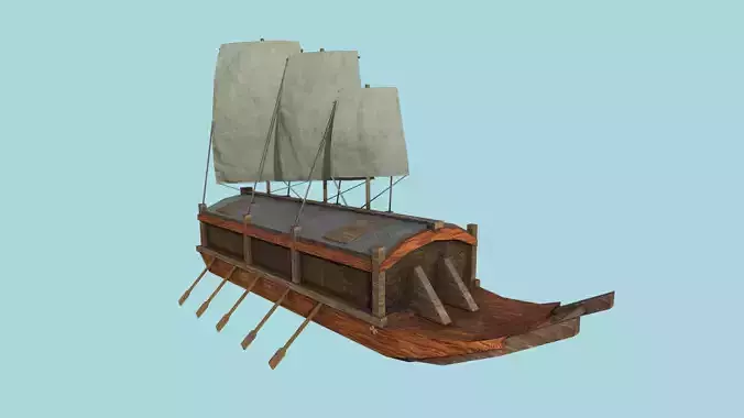 Korean Turtle Ship - Medieval Warship 02 Low-poly 3D model