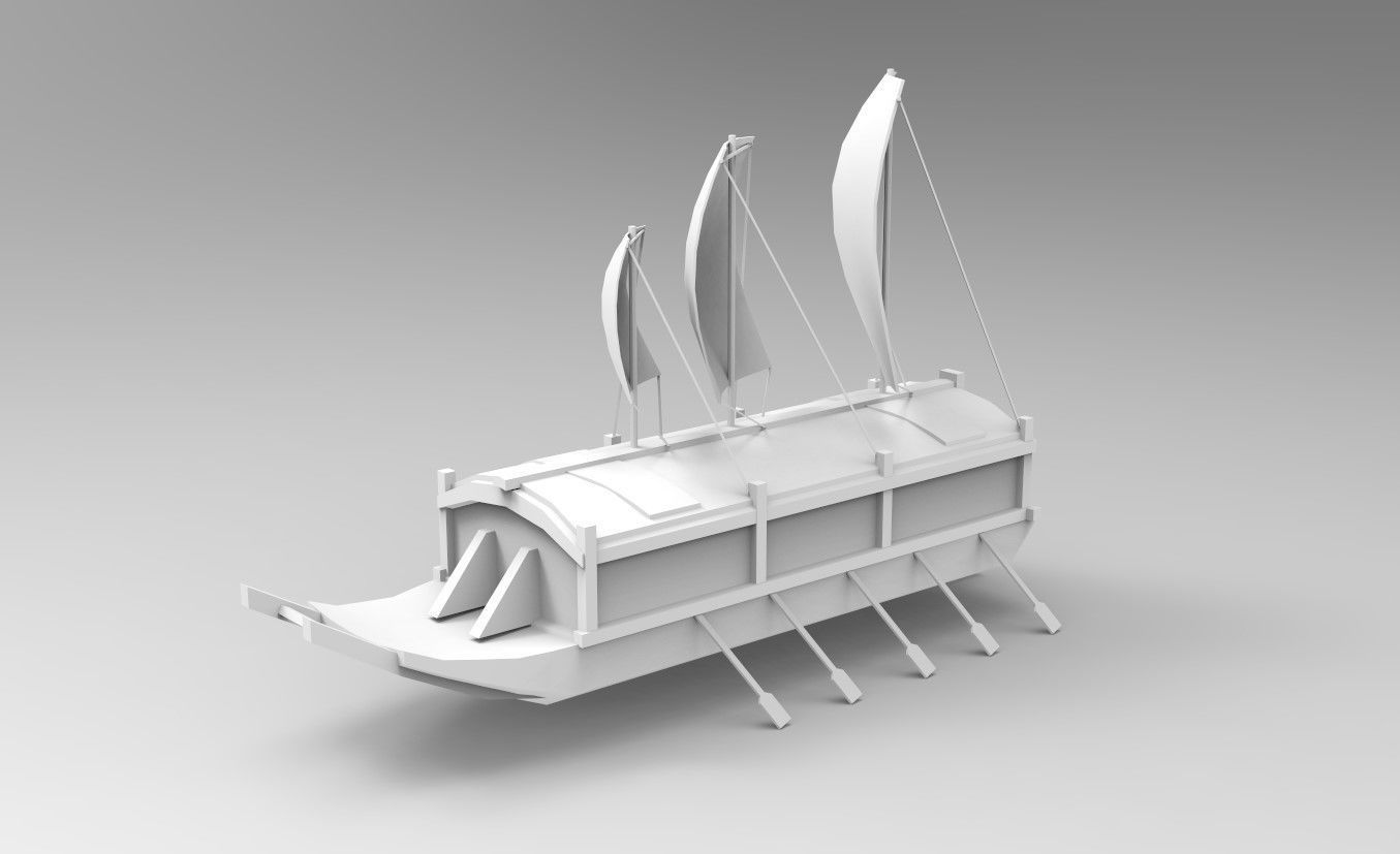 Korean Turtle Ship - Medieval Warship 02 Low-poly 3D model_8