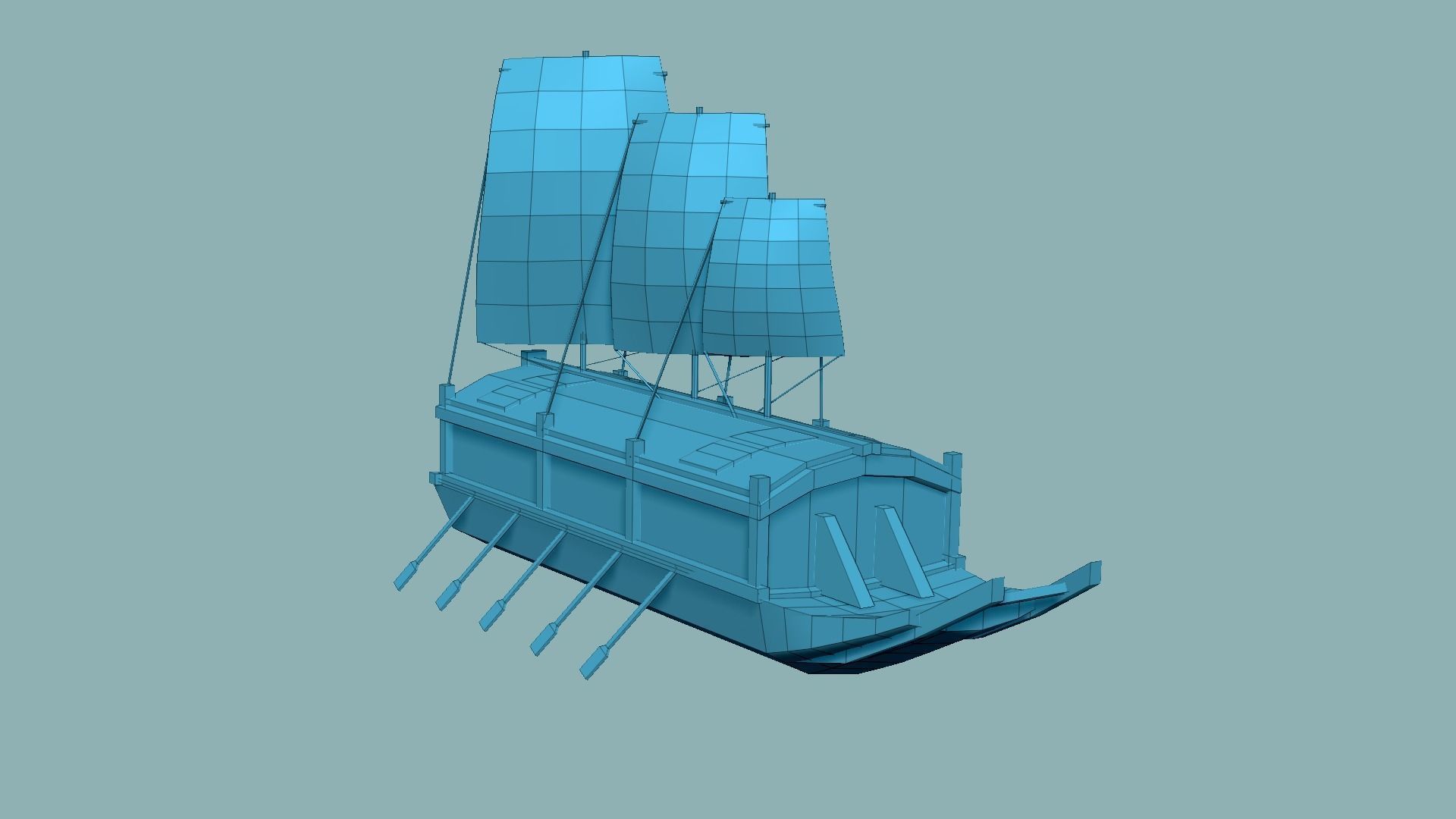 Korean Turtle Ship - Medieval Warship 02 Low-poly 3D model_13