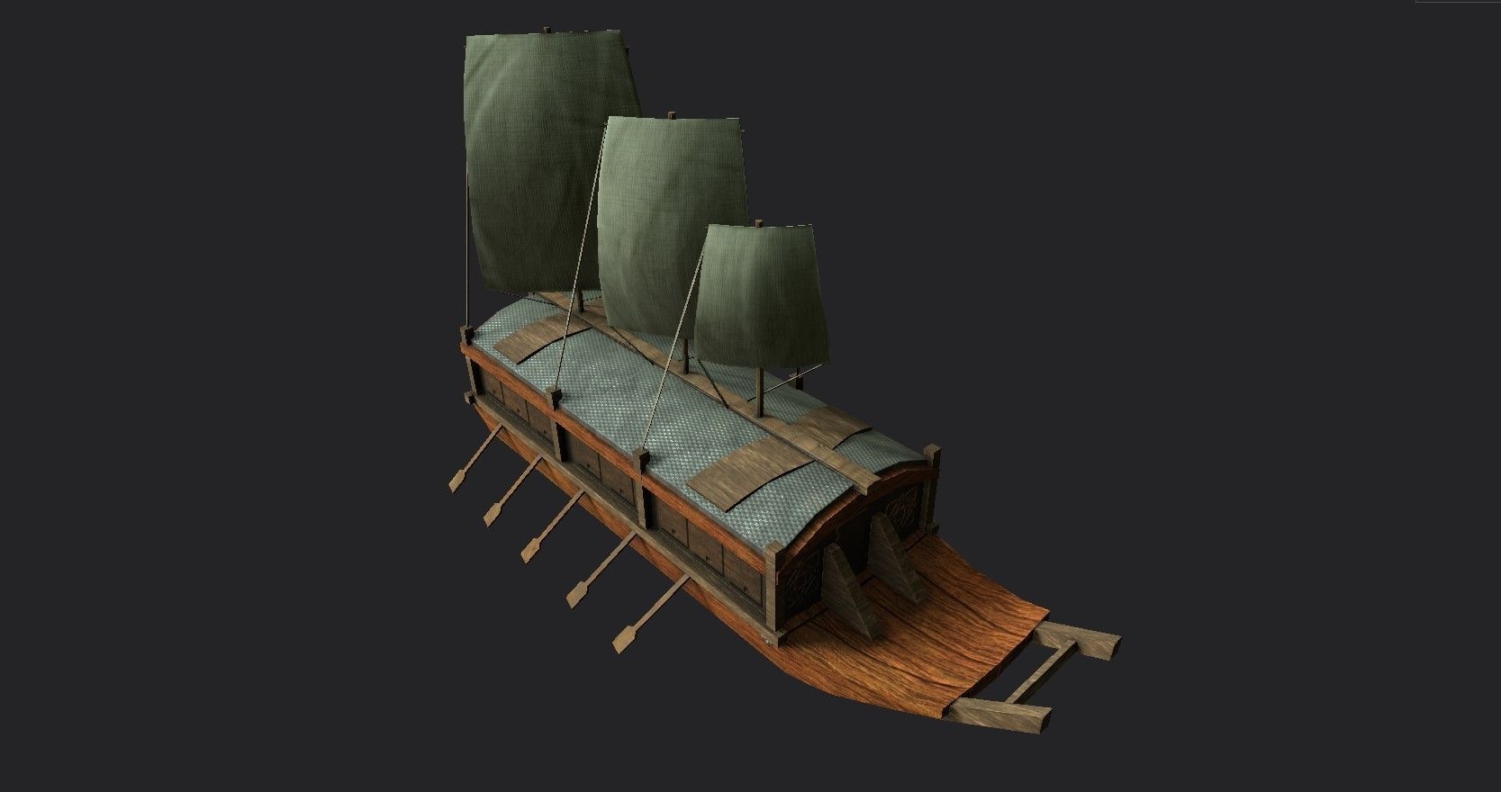 Korean Turtle Ship - Medieval Warship 02 Low-poly 3D model_1