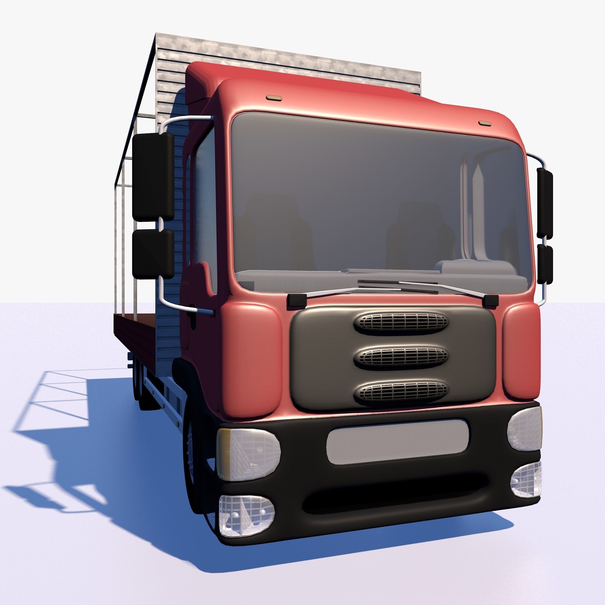 Truck with sides and stands 3D model_4